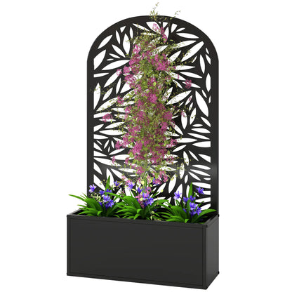 Metal Garden Bed with Trellis for Climbing Plants Galvanized Planter Boxes Black at Gallery Canada