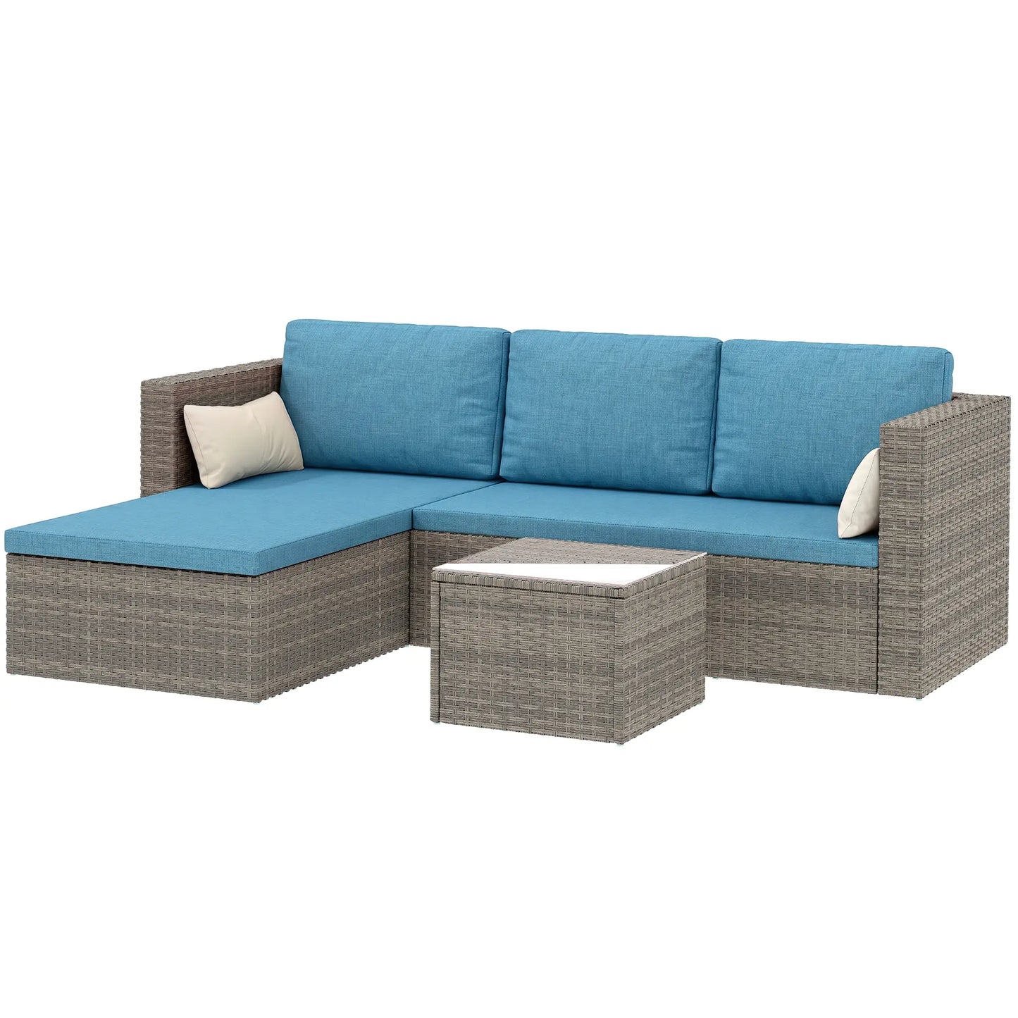 3-Piece Patio Set, Modern Sectional Sofa, Wicker Chair, Blue Patio Furniture Sets at Gallery Canada