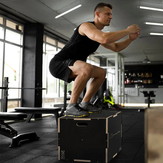 30/24/20 In Wooden Plyometric Jump Box, Home Gym Workout More-Strength Training Equipment Black at Gallery Canada