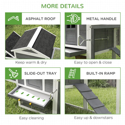 Extra Large Chicken Coop, 117", Asphalt Roof, Slide-out Tray, Nesting Box, Grey Chicken Coops at Gallery Canada