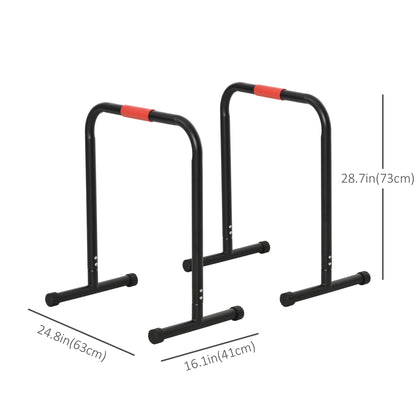 Set of 2 Dip Bars, Full Body Strength Training Station, Black More-Strength Training Equipment at Gallery Canada