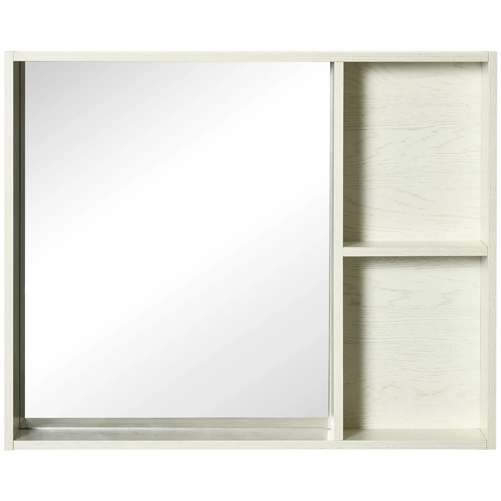 31.5 Inch x 25.5 Inch Medicine Cabinet, Mirror, 2-Tier Shelf, White Mirror Medicine Cabinets White Wood Grain at Gallery Canada