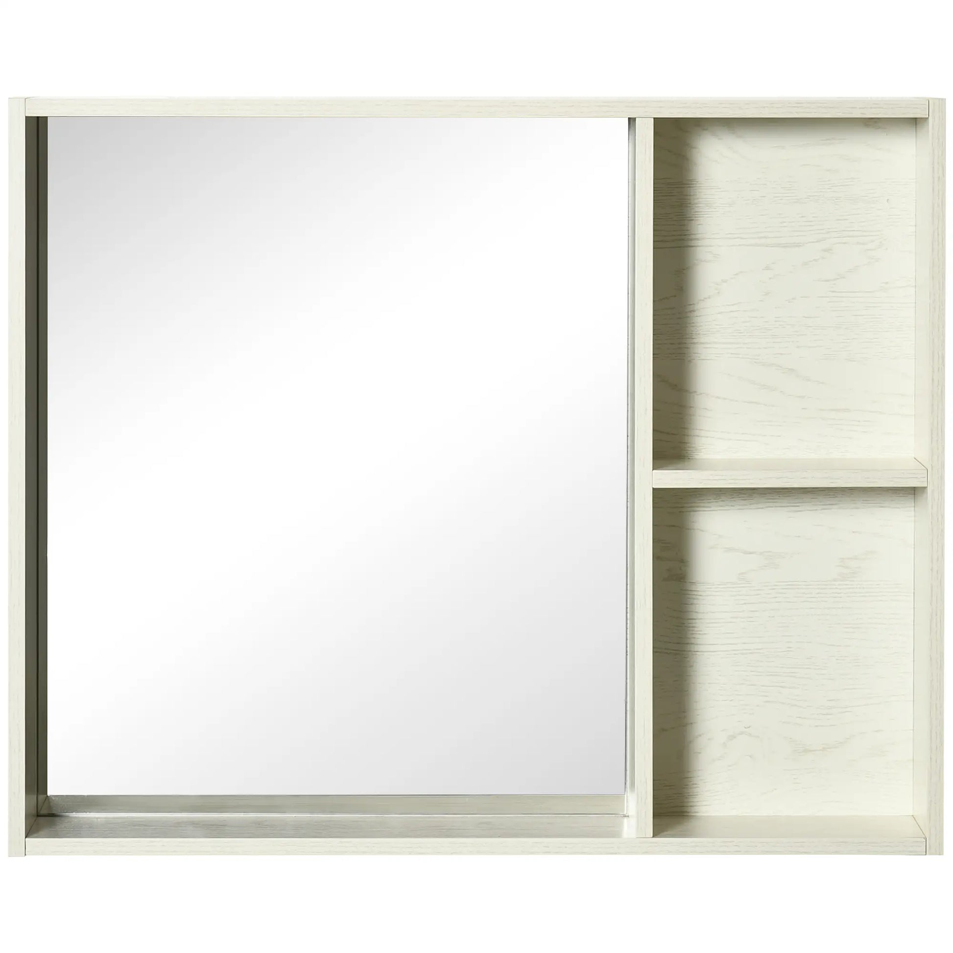 31.5 Inch x 25.5 Inch Medicine Cabinet, Mirror, 2-Tier Shelf, White Mirror Medicine Cabinets White Wood Grain at Gallery Canada