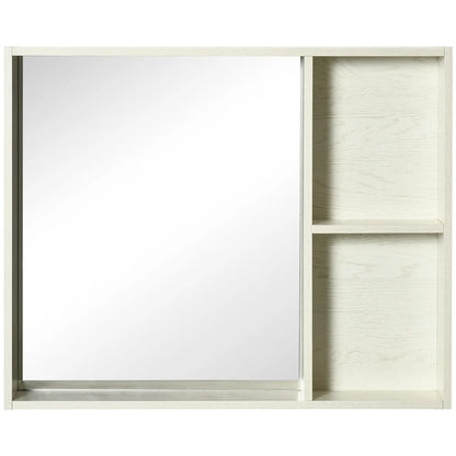 31.5 Inch x 25.5 Inch Medicine Cabinet, Mirror, 2-Tier Shelf, White Mirror Medicine Cabinets White Wood Grain at Gallery Canada