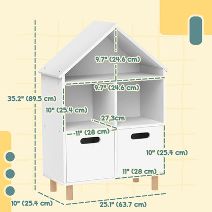 3 Tier Kids Bookshelf, 2 Drawers, for Bedroom, White Small Bookshelves at Gallery Canada