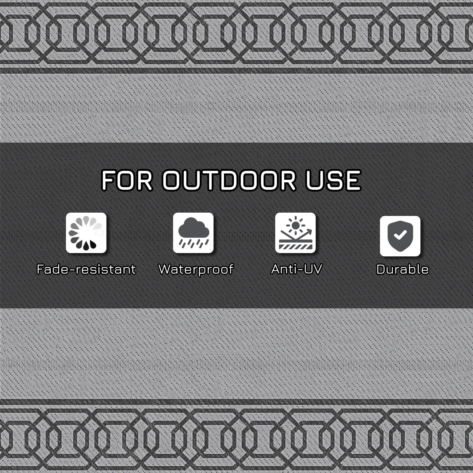 Portable Outdoor Rug, 9' x 18', Waterproof, Reversible, Black and Grey Outdoor Reversible Rugs at Gallery Canada