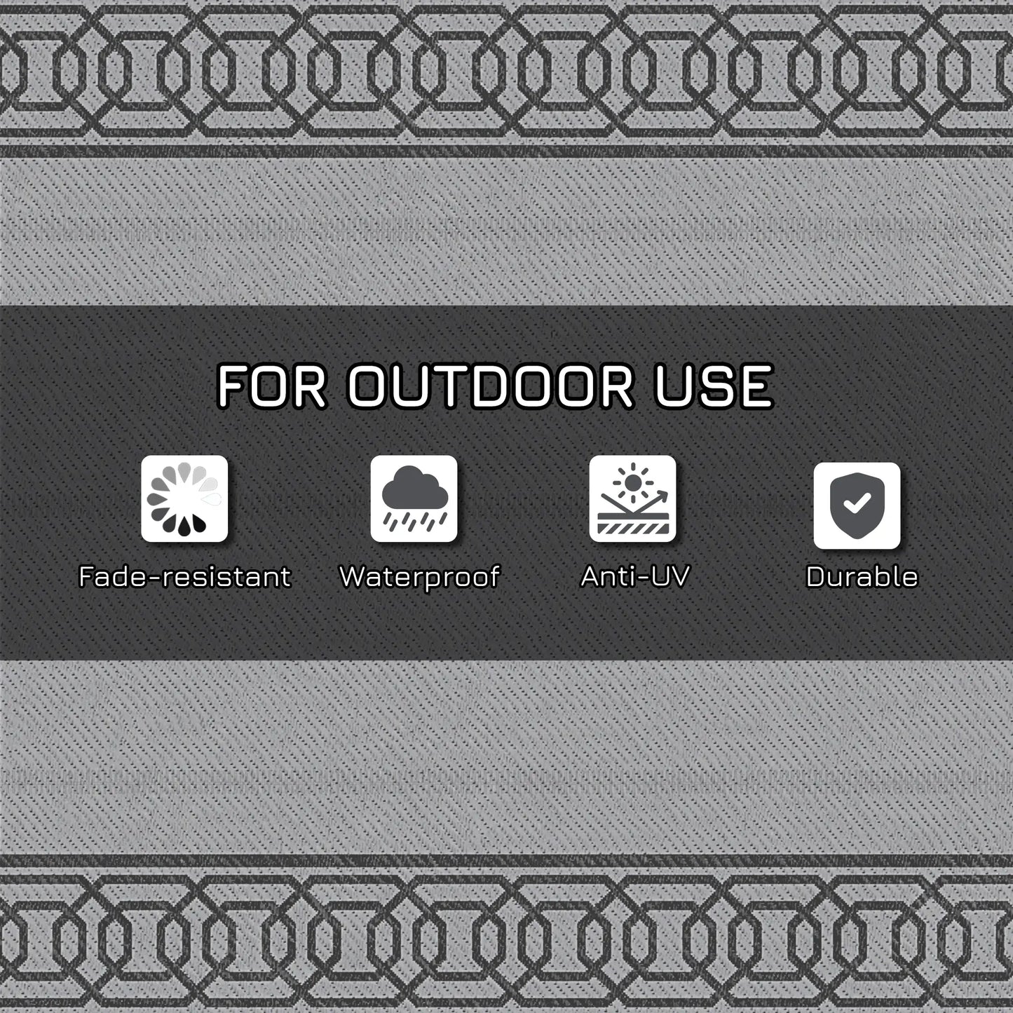 Portable Outdoor Rug, 9' x 18', Waterproof, Reversible, Black and Grey Outdoor Reversible Rugs at Gallery Canada