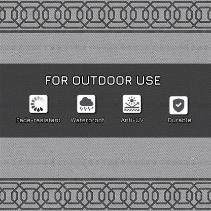 Portable Outdoor Rug, 9' x 18', Waterproof, Reversible, Black and Grey Outdoor Reversible Rugs at Gallery Canada