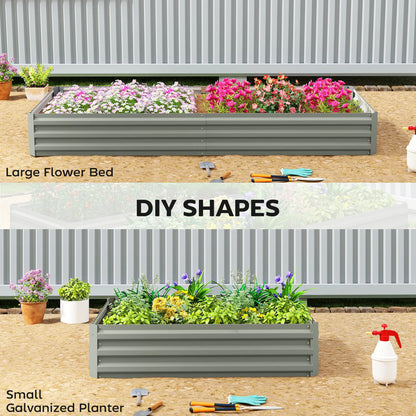 8 x 3 x 1ft Galvanized Raised Garden Bed, Metal Elevated Planter Box, Light Grey Galvanized Planter Boxes at Gallery Canada