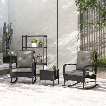 3pc Rattan Bistro Set, Wicker Patio Furniture, Rocking Chairs, Grey Bistro Sets at Gallery Canada