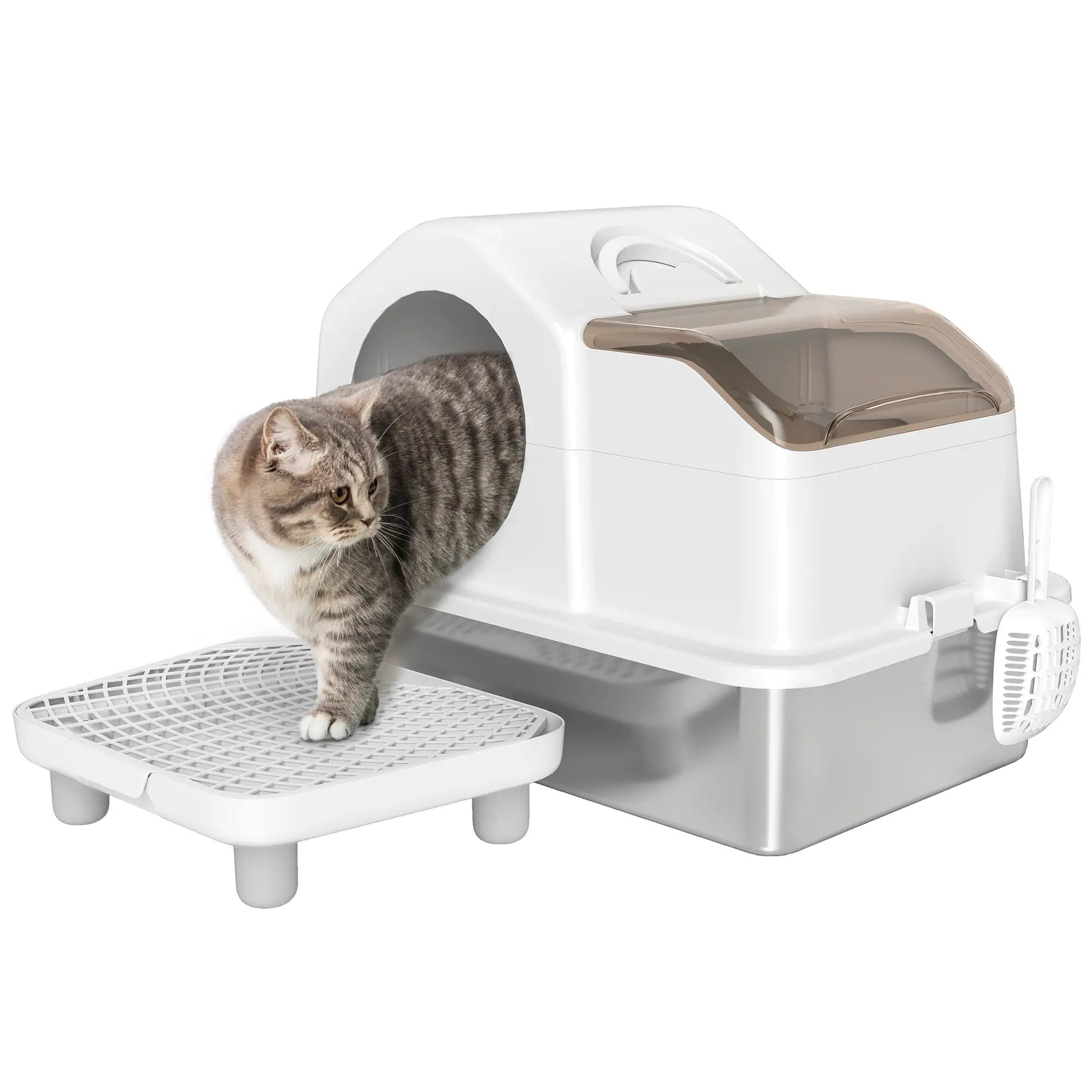 Extra Large Stainless Steel Cat Litter Box, High Sided, Removable Lid Cat Litter Box Enclosures at Gallery Canada