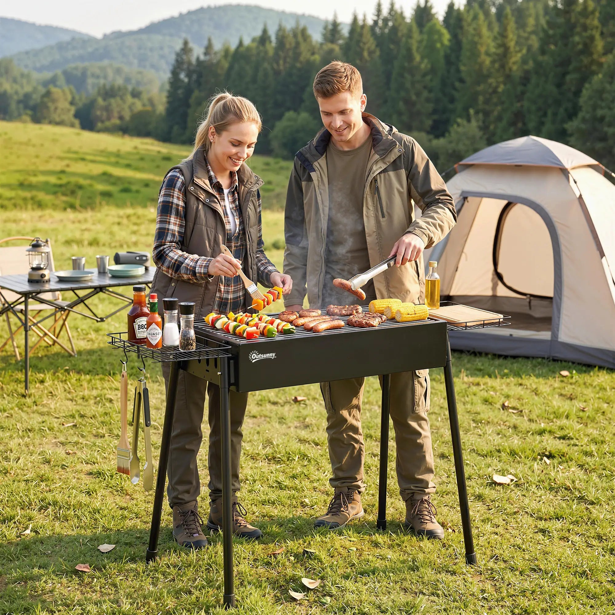 Portable Charcoal Grill With Side Baskets, Hooks, Nets, Black Charcoal BBQ Grils at Gallery Canada