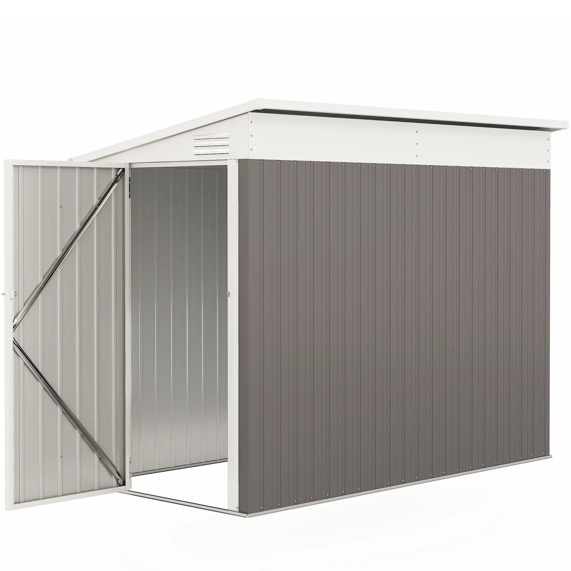 4' x 8' Outdoor Storage Shed, Metal Tool Shed, Lockable Door, Light Grey Sheds Light Grey at Gallery Canada
