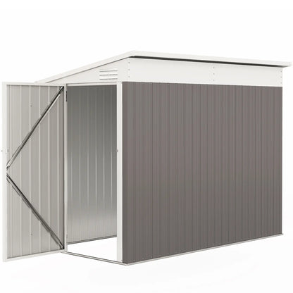 4' x 8' Outdoor Storage Shed, Metal Tool Shed, Lockable Door, Light Grey Sheds Light Grey at Gallery Canada