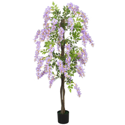 5.9FT Artificial Wisteria Tree, Natural Wood Trunk, Nursery Pot, Purple Artificial Trees Purple, Green at Gallery Canada