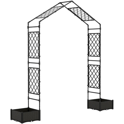 Garden Arch Trellis Arbor With 2 Planter Boxes, 90.6" x 15.7" x 88.2", Black Garden Arches Black at Gallery Canada