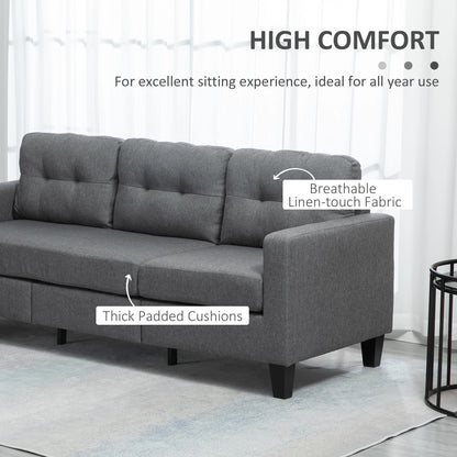 L-Shaped Sofa, 3 Seater with Ottoman, Dark Grey 3-Seater Sofas at Gallery Canada