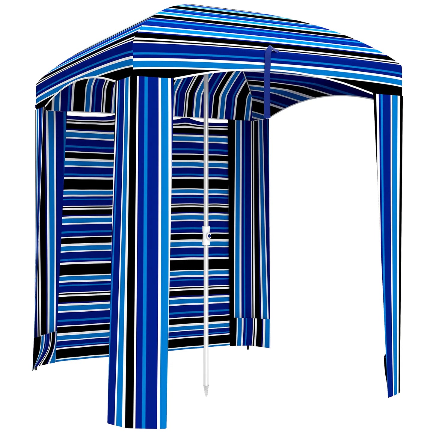 70.1" L x 70.1" W Cabana Umbrella, With Walls, Vents, Carry Bag, Blue Stripe