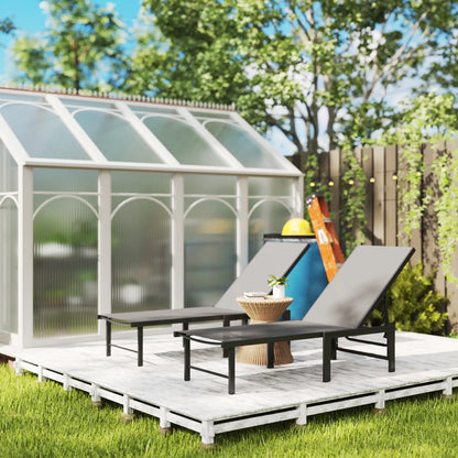 Outdoor Lounge Chair Set Of 2, 5-Position Reclining Chaise With Mesh Seat, Grey Lounger Chairs at Gallery Canada