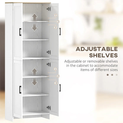 67" 4-Door Kitchen Pantry Cabinet, Freestanding, Adjustable Shelves, White Kitchen Pantry Cabinets at Gallery Canada