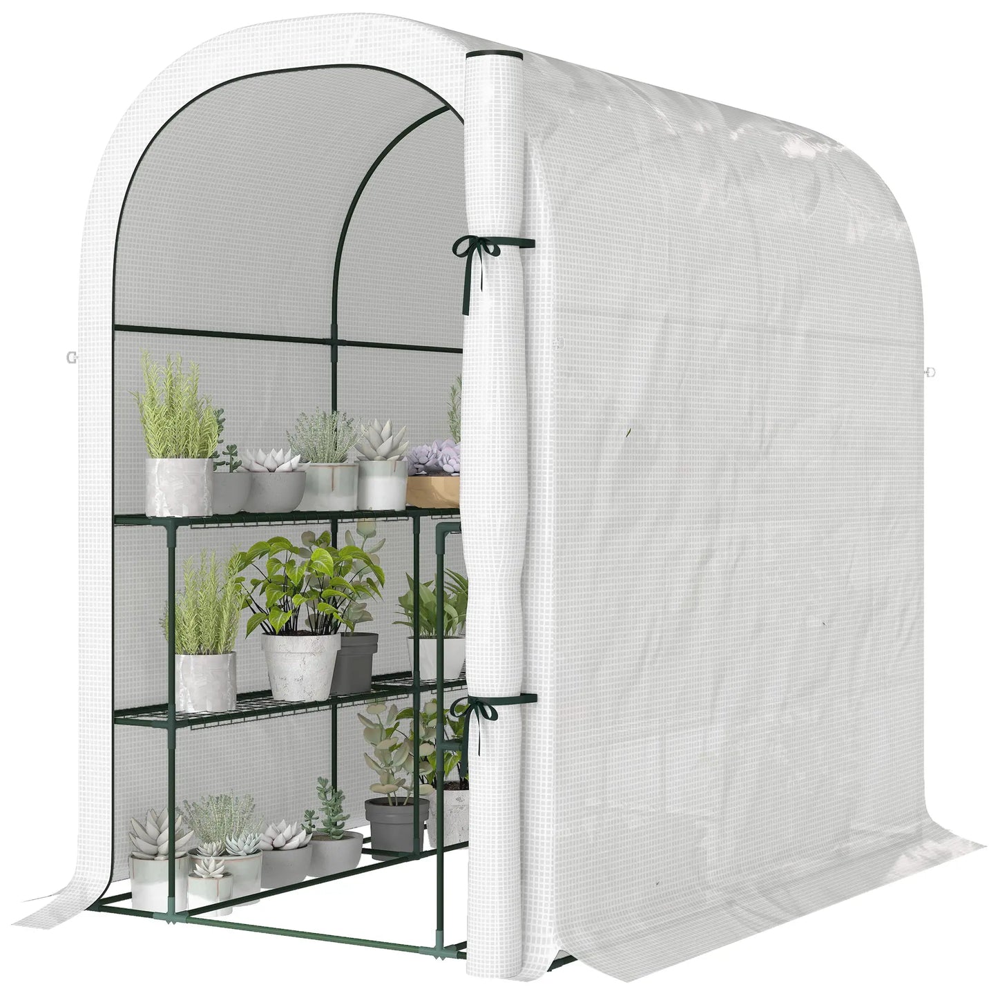 Walk-in Mini Greenhouse With Shelves, Portable Outdoor, 123 x 187 x 189 cm, White Greenhouses White at Gallery Canada