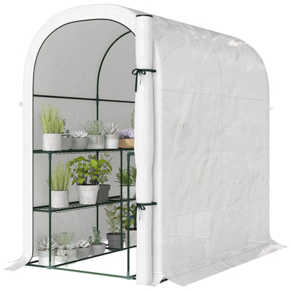 Walk-in Mini Greenhouse With Shelves, Portable Outdoor, 123 x 187 x 189 cm, White Greenhouses White at Gallery Canada