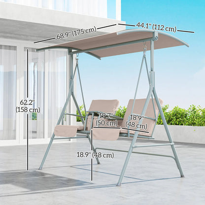 Double Outdoor Swing Chair, 2 Person, Covered, Beige Patio Swings with Stand at Gallery Canada