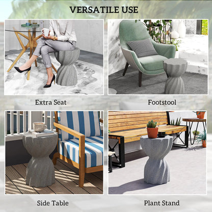 Spiral Garden Stool, Flower Top Outdoor Side Table, Grey Outdoor Benches at Gallery Canada