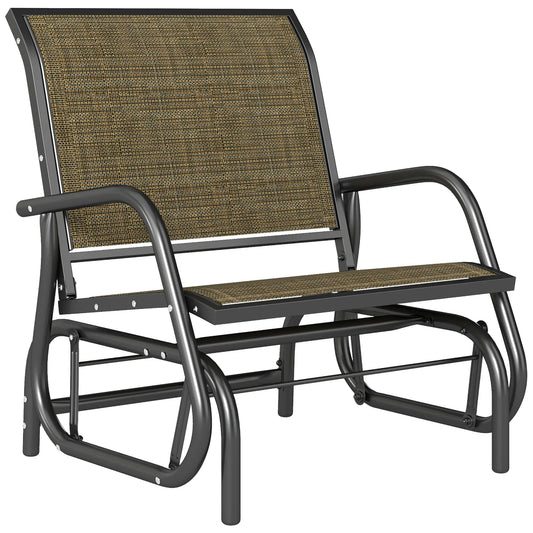 Outdoor Patio Glider Chair, Breathable Mesh Seat, Light Mixed Brown Outdoor Gliders Light Mixed Brown, Black at Gallery Canada
