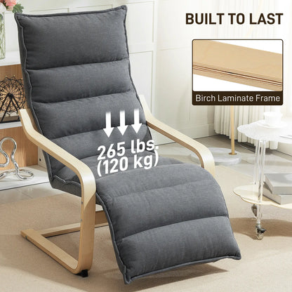 Accent Chair, Velvet Upholstered Living Room Chair with Footrest, Wood Frame, Dark Grey Accent Chairs at Gallery Canada