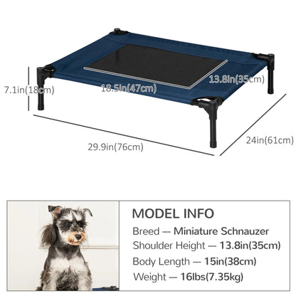 Elevated Dog Bed, Raised Cot, M Size, 30" x 24" x 7", Blue Elevated Dog Beds at Gallery Canada