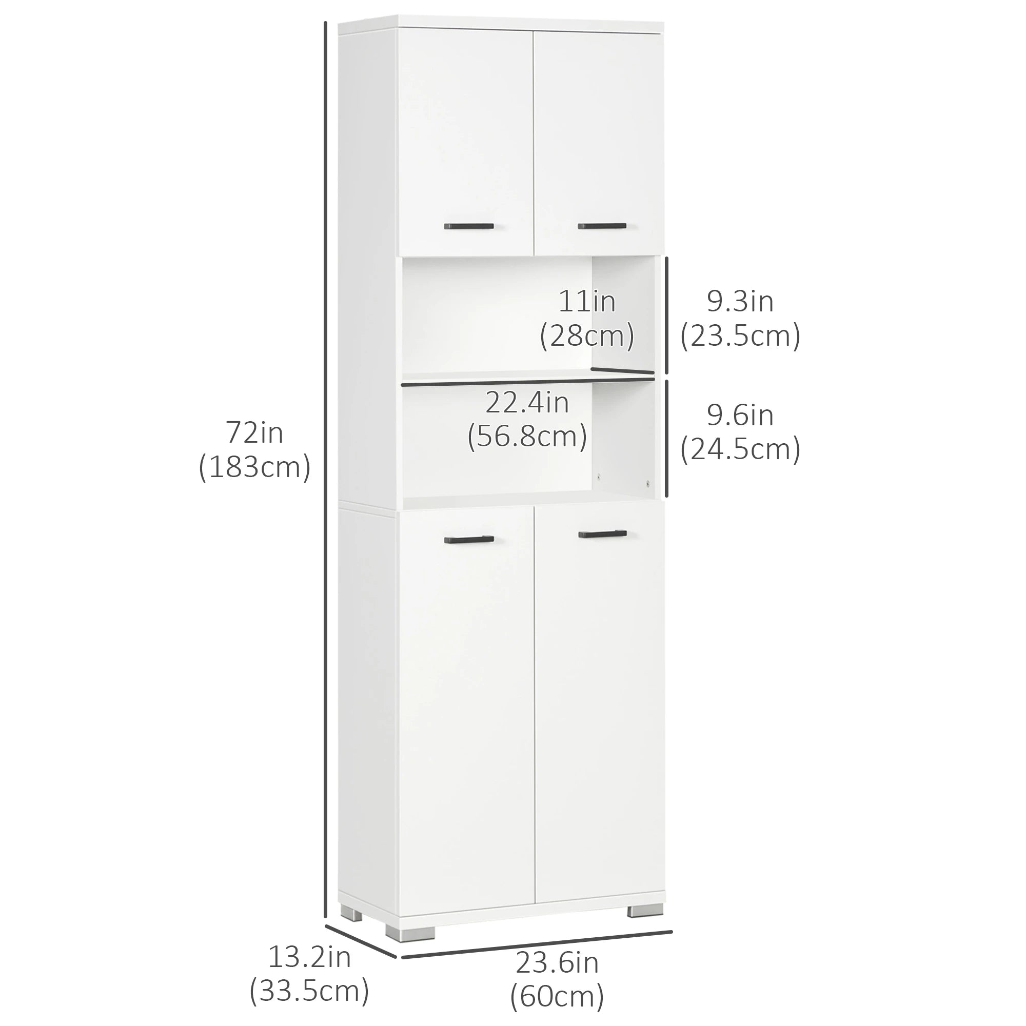 Freestanding Bathroom Cabinet, Open Shelves, 23.6