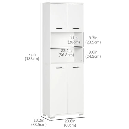Freestanding Bathroom Cabinet, Open Shelves, 23.6"x13.2"x72", White Bathroom Cabinets at Gallery Canada