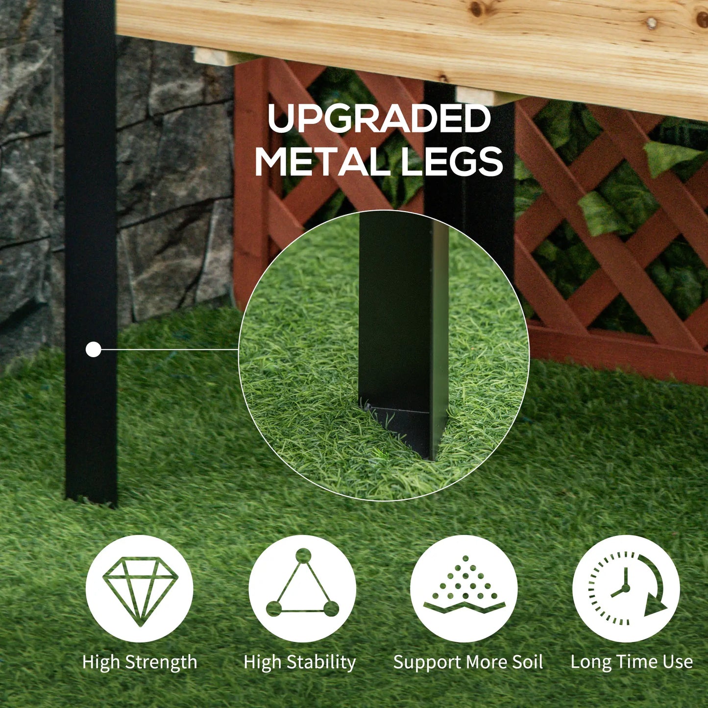 Raised Garden Bed, Elevated Planter Box, 47x24x29, Metal Frame, Wooden Pot Elevated Garden Beds at Gallery Canada