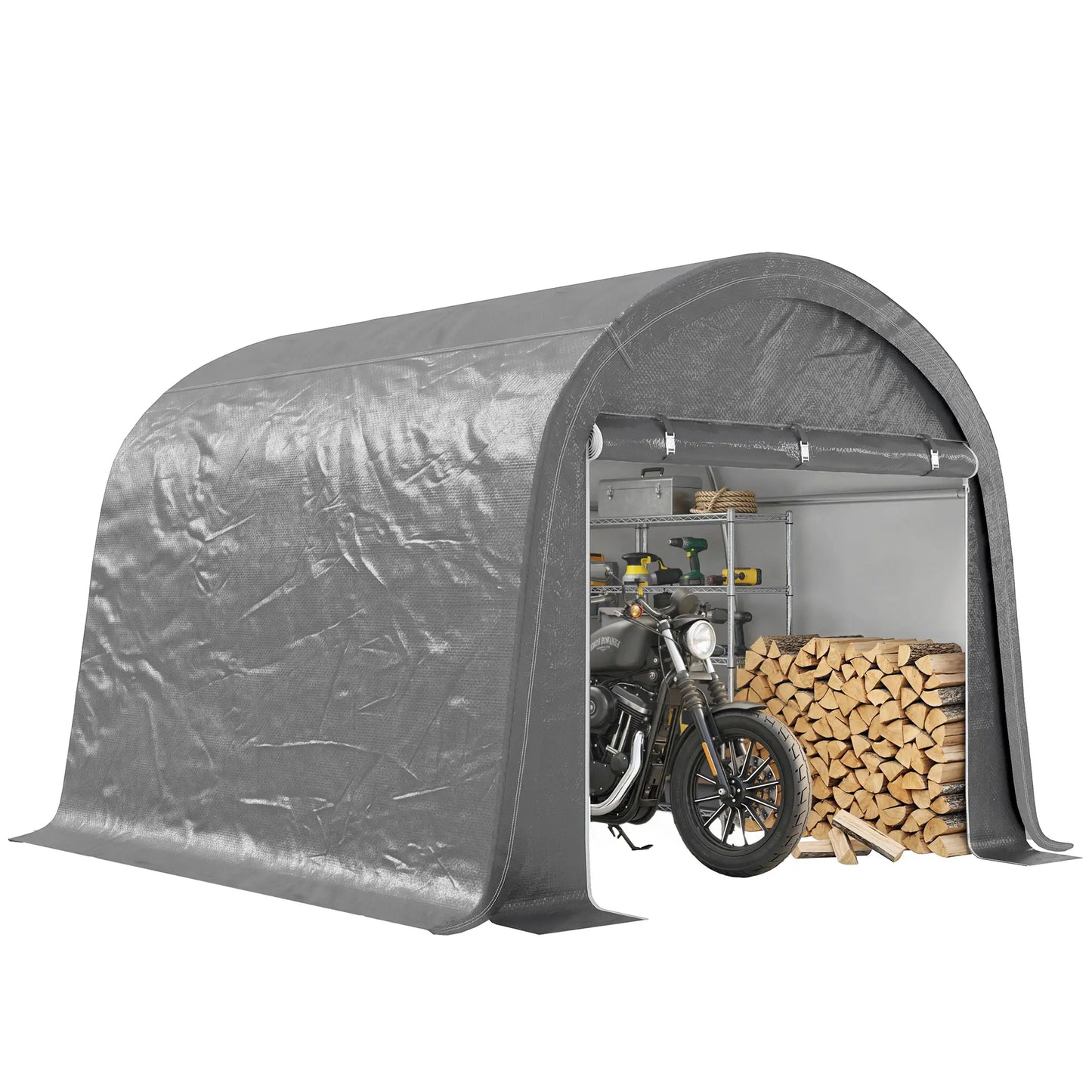 10' x 10' Outdoor Storage Tent, Heavy Duty Waterproof, Light Grey Sheds at Gallery Canada