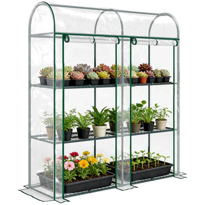 3 Tier Mini Greenhouse, 56.3" x 18.1" x 64.6", Clear Portable Greenhouses at Gallery Canada
