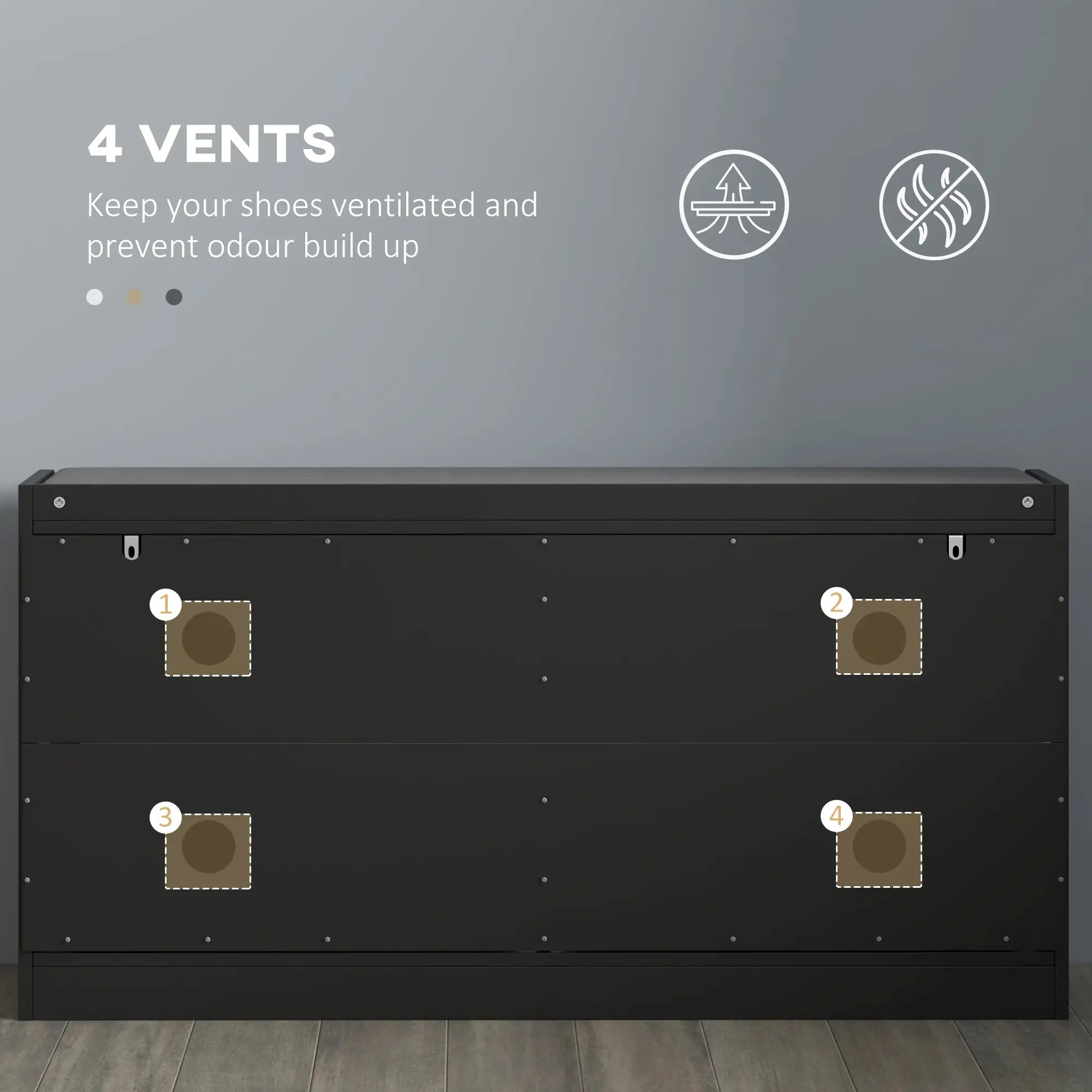 Shoe Storage Bench with Seat, 2 Flip Drawers, 4 Vents, Holds 8 Pairs Shoe Storage Cabinets & Racks at Gallery Canada