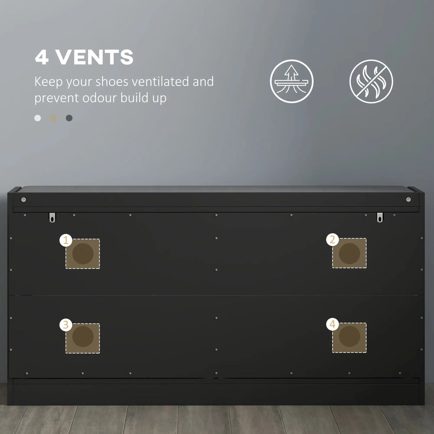 Shoe Storage Bench with Seat, 2 Flip Drawers, 4 Vents, Holds 8 Pairs Shoe Storage Cabinets & Racks at Gallery Canada