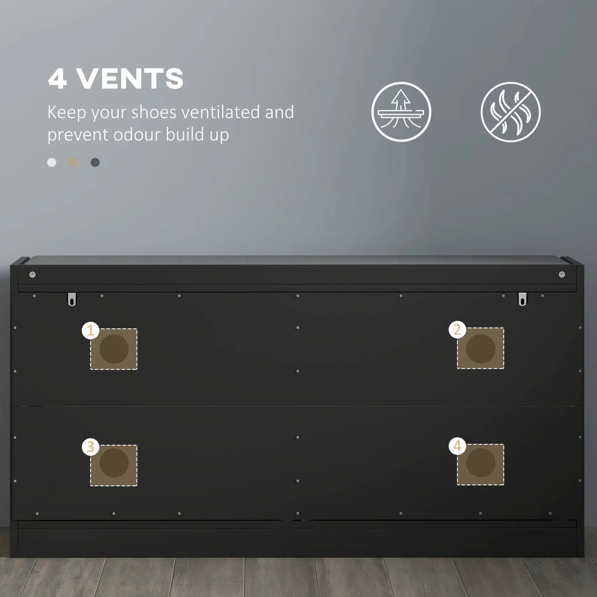 Shoe Storage Bench with Seat, 2 Flip Drawers, 4 Vents, Holds 8 Pairs Shoe Storage Cabinets & Racks at Gallery Canada