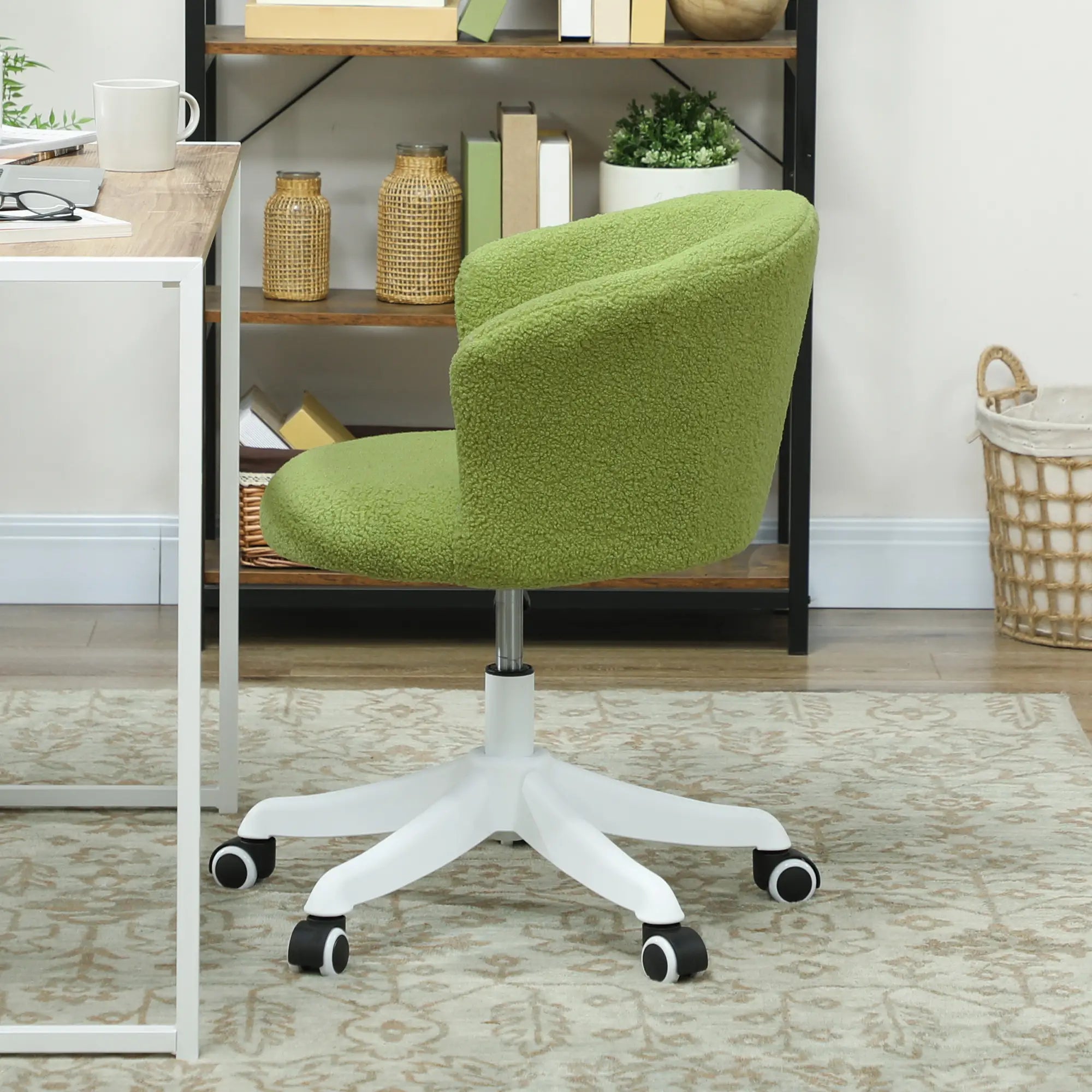 Armless Office Chair, Adjustable Height, Swivel Wheels, Mid Back, Light Green Task Chairs at Gallery Canada