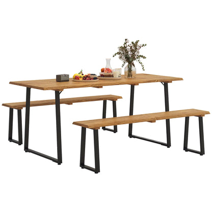 Picnic Table and Bench Set for 6, 2" Umbrella Hole, Steel Frame Outdoor Dining Sets at Gallery Canada