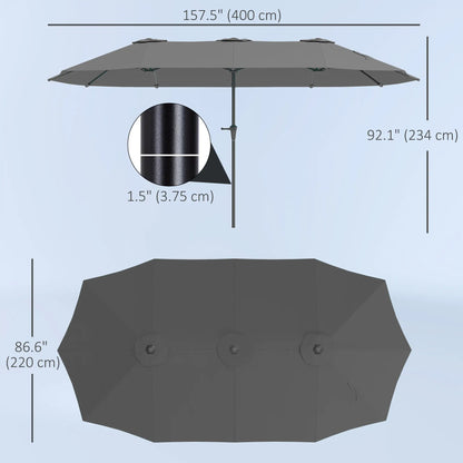 13ft Double-Sided Patio Umbrella, Crank Handle, Light Grey Sun Umbrellas at Gallery Canada