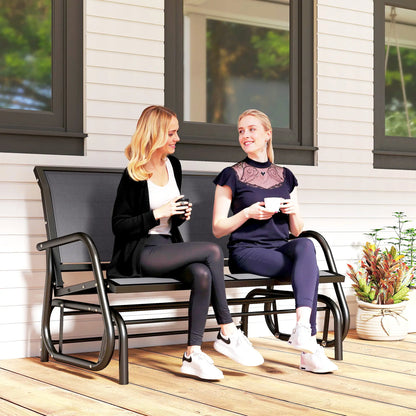 Double Glider Steel Sling Fabric Swing Chair, Heavy-Duty, Grey Outdoor Gliders at Gallery Canada