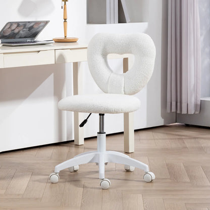 Armless Computer Desk Chair, Office Task Chair, Teddy Fleece, White Office Chairs at Gallery Canada