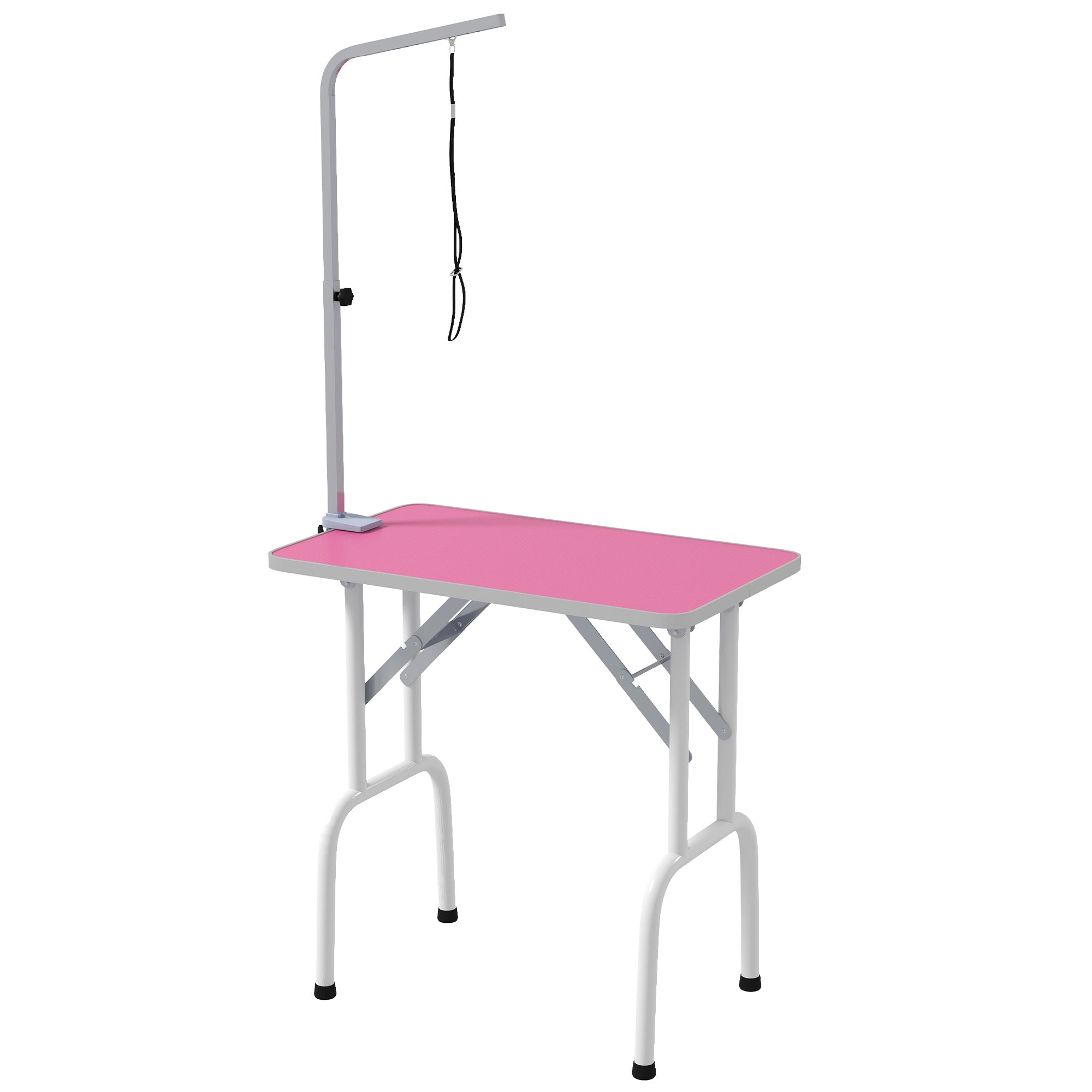 Foldable Pet Grooming Table for Dogs Cats with Adjustable Arm, Non-slip Surface, Pink - Gallery Canada