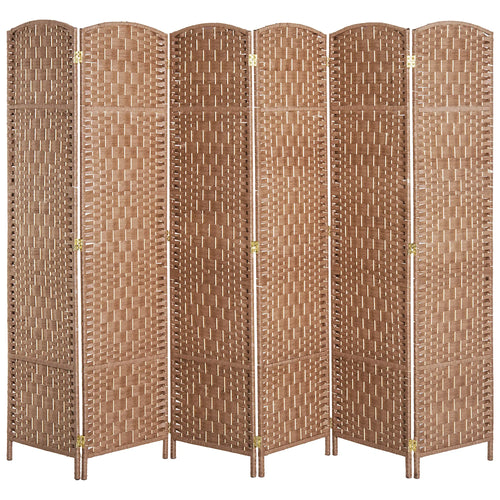6ft Folding Room Divider, 6 Panel Wooden Frame, Natural