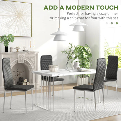 Kitchen Chairs Set of 4, Faux Leather Upholstery, Steel Legs, Black Dining Chairs at Gallery Canada