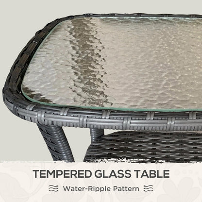 Outdoor Coffee Table With Storage Shelf, Hand-Woven Wicker Side Table, Mix Grey Patio Side Tables at Gallery Canada