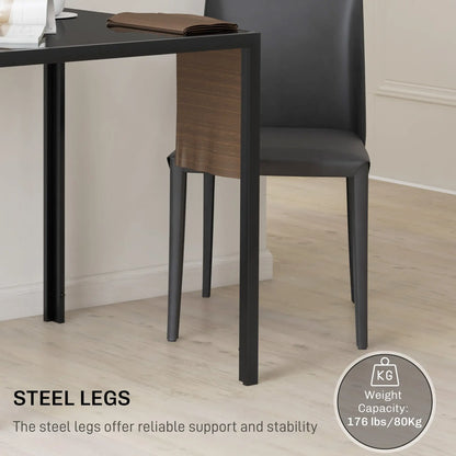 Square Kitchen Table, Glass Top, Steel Legs, 2-4 People, Black Dining Tables at Gallery Canada