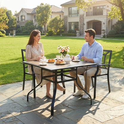 36" x 36" x 28" Square Patio Dining Table, Umbrella Hole, Rustproof Steel Frame Patio Dinning Tables at Gallery Canada